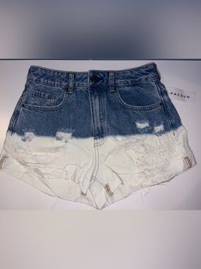 NWT PacSun Two-Tone Distressed Denim Shorts - Blue & White Ombré